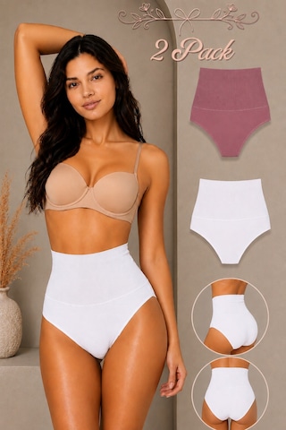 Fit Women Kadın Yüksek Bel Esnek 2 Li Külot Beyaz-gülkurusu