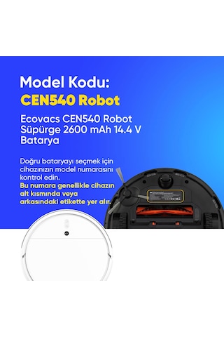Ecovacs Cen540 Robot Süpürge 2600 Mah 14.4 V Batarya Uyumlu Uzun Ömürlü, Yüksek Performans Pil