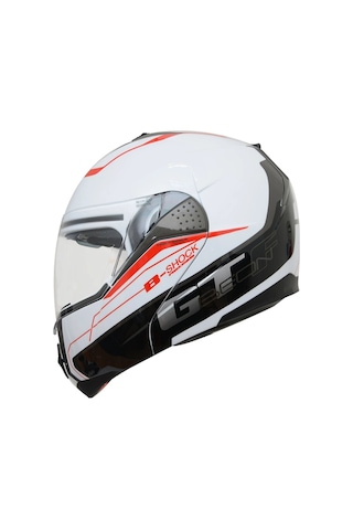 Beon B700 B-Shock Çene Açılır Vizörlü Kask Beyaz - Kırmızı