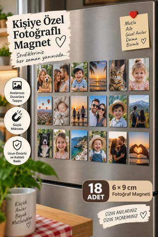 Kişiye Özel Fotoğraflı Magnet 18 Adet 6 9 Cm Sürpriz Hediyeli