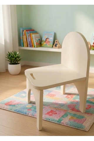 Montessori Mdf Çocuk Sandalyesi, Modern Tasarım, Güvenli Ve Dayanıklı Ahşap Çocuk Sandalyesi Krem