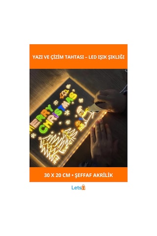 Büyük Boy Led Aydınlatmalı Yazı Ve Çizim Tahtası 30x20 Cm Çok Renkli