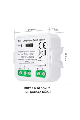 Tuya & EWelink Uyumlu Zigbee 10 A / 220 V Röle Akıllı Anahtar