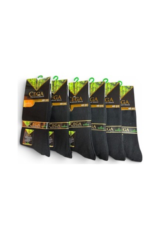 Çega Socks Dikişsiz Erkek Bambu Çorap Kokulu 12'li Siyah Siyah