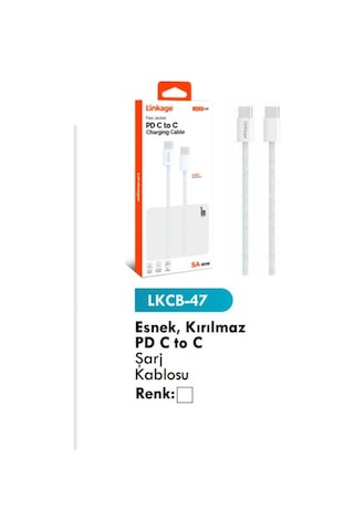 Esnek, Kırılmaz Pd C To C Şarj Kablosu Lkcb-47 Uyumlu