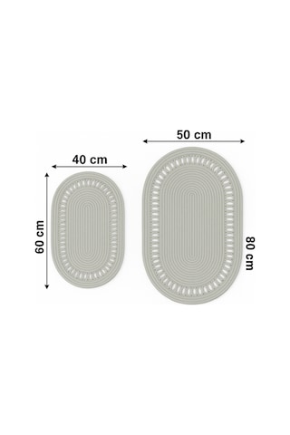 Mavaux Terra 4 Lü Banyo Seti 2 Li Oval Paspas & 2 Li Oval Sepet, Doğal Halat Dokuma, El Yapımı - Premium Gri
