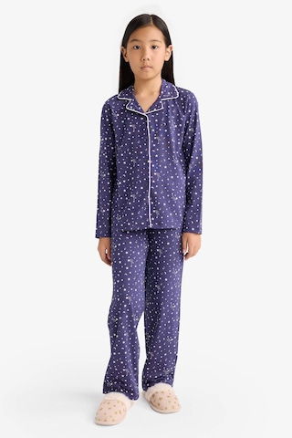Defacto Kız Çocuk Pijama Takımı Relax Fit Desenli Uzun Kollu Üst Uzun Alt F7285a825aupr160 Mor