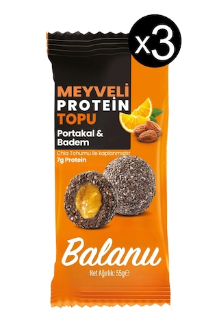 Meyveli Portakallı & Bademli Protein Topları 55gr X3 Adet