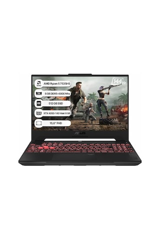 Asus TUF Gaming A15 FA507NU-LP159 R5-7535HS 8 GB 512 GB SSD RTX4050 144 Hz 15.6" Dos FHD Dizüstü Bilgisayar