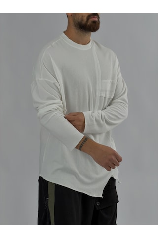 Cocopelli Asimetrik Dikişli Beyaz Erkek Sweatshirt Coc3456