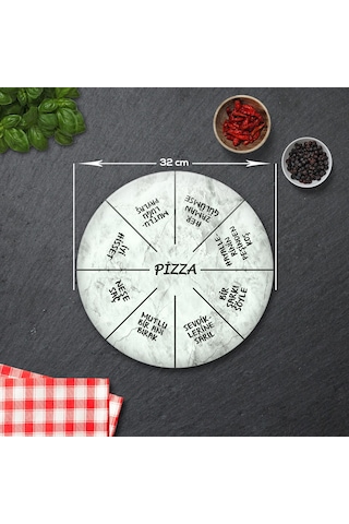 Decorita Mottolu Pizza Servis Tabağı|Taş Görünüm|Çap 32 CM