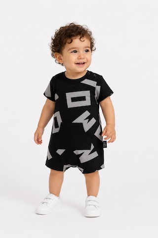 Babyhola Unisex Kanguru Cepli Bebek Şort Tulum 10561 Siyah