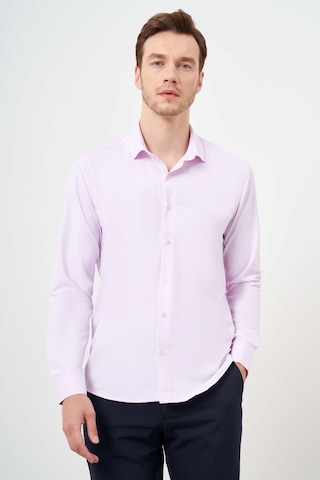 Morven Erkek Pudra Şamre Desenli Slim Fit Gömlek Pudra
