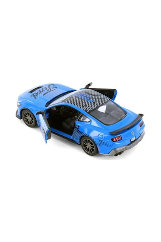 Kinsmart 2024 Ford Mustang Dark Horse 1:38 Çek Bırak Metal Model Araba Mavi - Özel Livery Seri