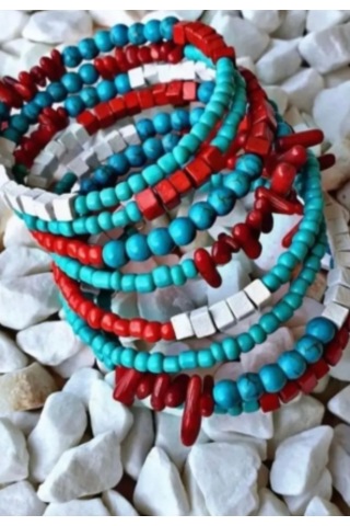 Bbaccessorıes Bb Boncuklu Bileklik Mavi - Kırmızı