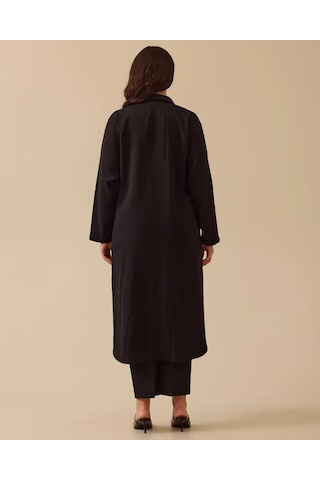 Büyük Beden Nakış Detaylı Düğmeli Elbise Gala-xi Siyah