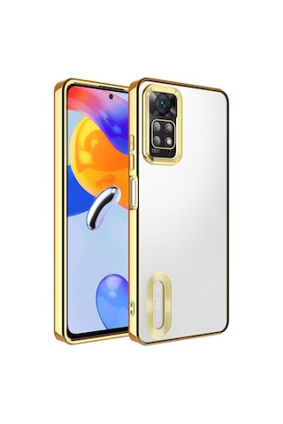 Xiaomi Redmi Note 12 Pro 4g Kılıf Kamera Korumalı Logo Gösteren Zore Omega Kapak Gold