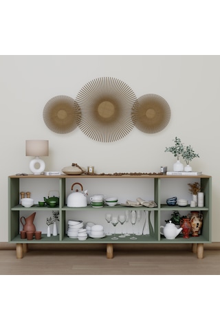 Bohem Serisi Natura 2 Kapak Pvc Hasır Desen Kül Yeşili Konsol Yeşil