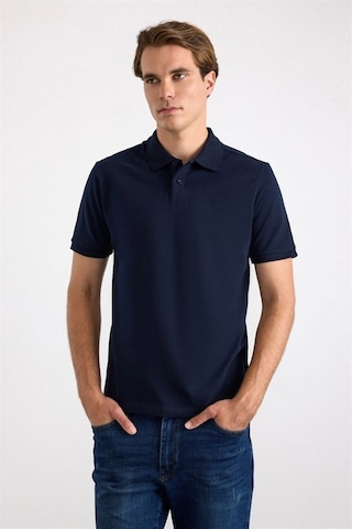 Süvari Lacivert Regular Düz Nakışlı Pike Düğmeli Polo Yaka Tişört Ts1014000473-m09