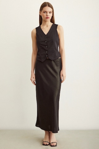 Never More Varaklı Verev Kadın Etek Çok Renkli Siyah