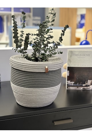 Kopya - Patrick Jüt Hasır Görünümlü Çöp Kovası, Dekoratif Sepet, Kağıt Çöpü Sepeti Griantrasit