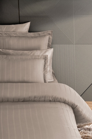 Pierre Cardin Çizgili Saten Nevresim Takımı Çift Kişilik Voyage Bej