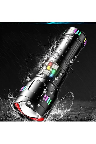 Pro F-3002 Alüminyum Tg Led Gece Şeritli Type-c Şarjlı El Feneri Açık Gri