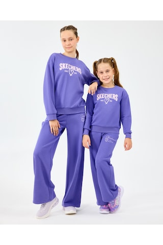 Skechers G Lw Fleece Crewneck Sweatshirt Büyük Kız Çocuk Mor Sweatshirt Sk2520080-3996 Mor