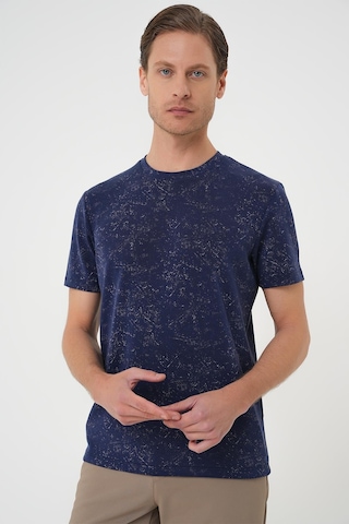 Efor Comfort Fit Bisiklet Yaka Batik Görünmlü Kısa Kol Casual Lacivert Tişört Ts 905 Lacivert