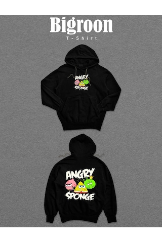 Angry Sponge Sünger Bob Game Sweatshirt Unisex Kapüşonlu Hoodie 001