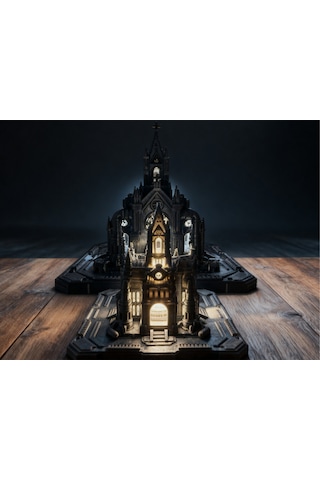 Cyberpunk Katedral Gece Lambası - Fütüristik Dekoratif Masa Lambası