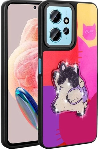 Xiaomi Redmi Note 12 4g Kılıf Parlayan Kabartmalı İkonik Figürlü Zore Amas Silikon Kapak Mor