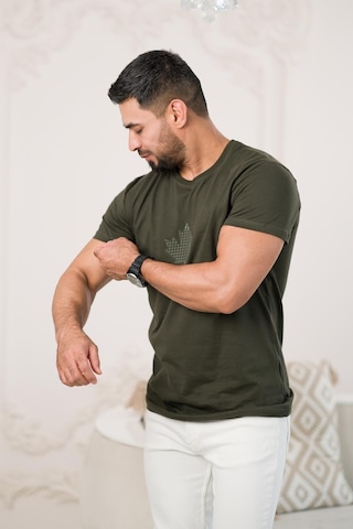 Paul Martin Bisiklet Yaka Önü Baskılı Pamuklu Basic Regular Fit T-shirt 001