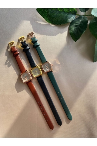 Retro Minimal Vintage Deri Kordon Kadın Kol Saati Gümüş