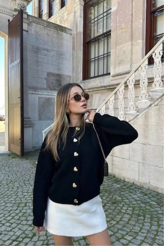 Sayzen Your Shine Sayzen Kalpli Düğme Basic Hirka Sy-kalp01 Siyah