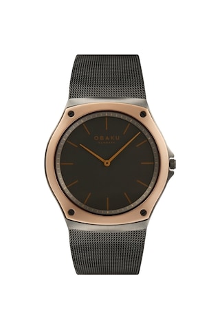 Obaku Denmark V316lxdjmj Quartz Hasır Kordon Siyah Safir Cam 40 Mm Erkek Kol Saati Rose Gold