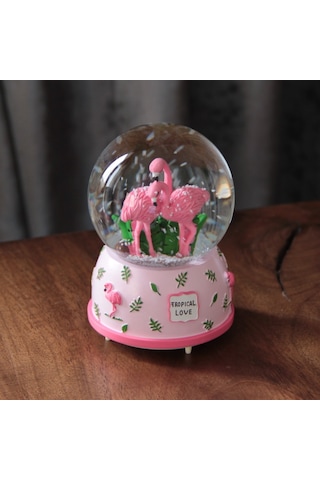 Kar Küresi Işıklı Ve Müzikli Flamingo Büyük Boy