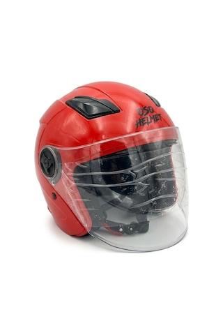 Oso Helmet Yarım Kask Gözlüklü Kırmızı - M Beden Oso Helmet Yarım Kask Gözlüklü Kırmızı - M Beden