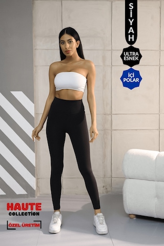 Balenbi Premium Kadın Yüksek Bel İçi Polarlı Toparlayıcı Kışlık Tayt 1093 Siyah