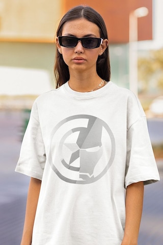 Marvel Kaptan Amerika Iron Man Baskılı Unisex Oversize Tişört Beyaz