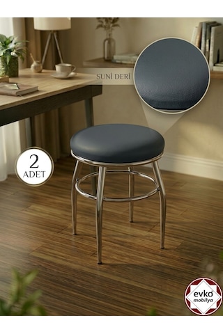 Evko Mobilya Tabure, Bar Taburesi, 2 Adet Tabure, Puf, Bench, Metal Ayaklı Tabure, Iç İçe Geçebilen Tabure, Mutfak Balkon Bahçe Taburesi Gri