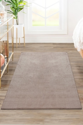 Vl Yuvarlak Comfort Ponpon Saçaklı Peluş Post Halı Kahverengi Halı Kahverengi