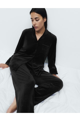 Marks & Spencer Polar Pijama Takımı T37002254J Siyah