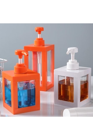 Preslenmiş Losyon Şişeleri Kare Duş Jeli Dağıtım Şişeleri Sabun Duş Jeli Banyo İçin Boş Saklama Şişesi Turuncu
