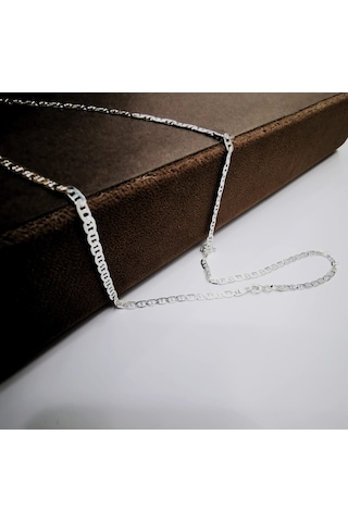Omar Silver Unisex Barlı Gümüş Kolye Zincir 3,5 Mm
