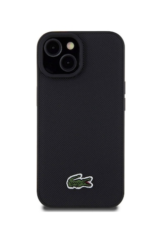 Apple Uyumlu iPhone 15 Kılıf Lacoste Lisanslı Pu Pike Desenli İkonik Timsah Dokuma Logolu Kapak