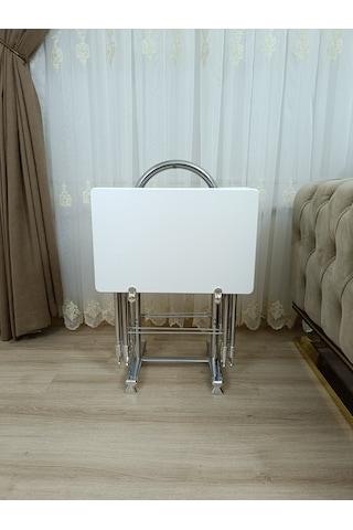 Çanta Zigon Sehpa,4'lü Sehpa, Zigon Sehpası, Mdf Mebran - Beyaz