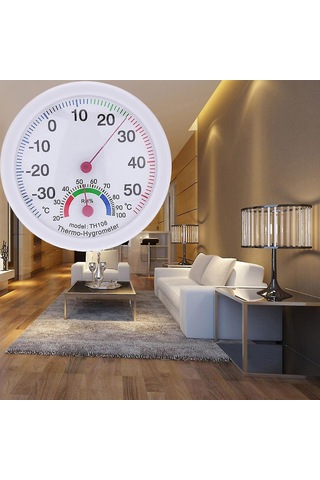 Jeemson Ev Okul Ofis İçin Zamanlı Sıcaklık Nem Ölçer -30 C/+50 C 20%-100% Nem Aralığı Zara Ahşap Desenli Asma Daire Şekli 7.5cm