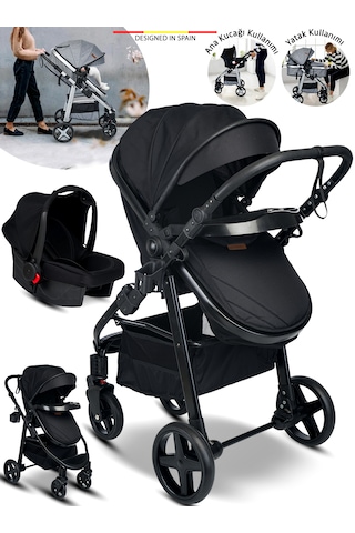 Baby Home 950 Tayla 6 In 1 Mama Tablalı Çift Yönlü Travel Sistem Bebek Arabası Siyah