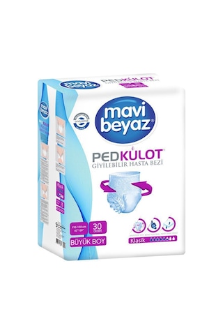 Mavi Beyaz Ped Külot Hasta Bezi Büyük Boy L 120 Adet